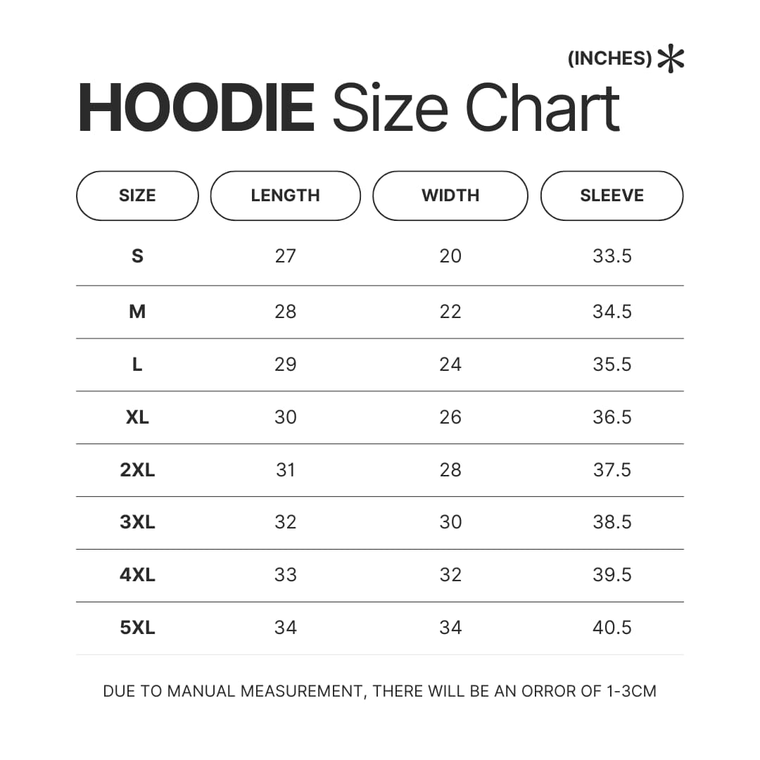 Hoodie Size Chart - Zootopia Merch