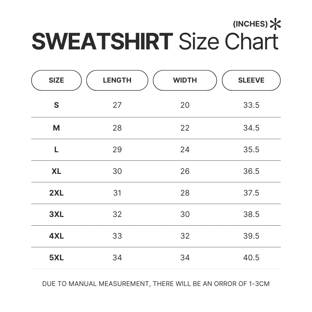 Sweatshirt Size Chart - Zootopia Merch