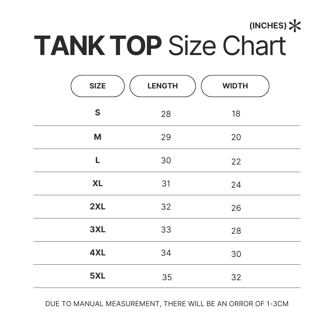 Tank Top Size Chart - Zootopia Merch