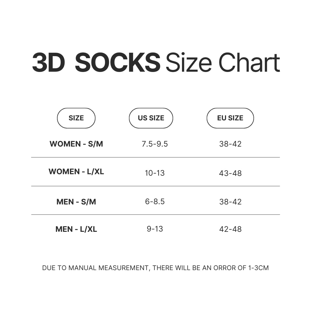3D Socks Size Chart - Zootopia Merch