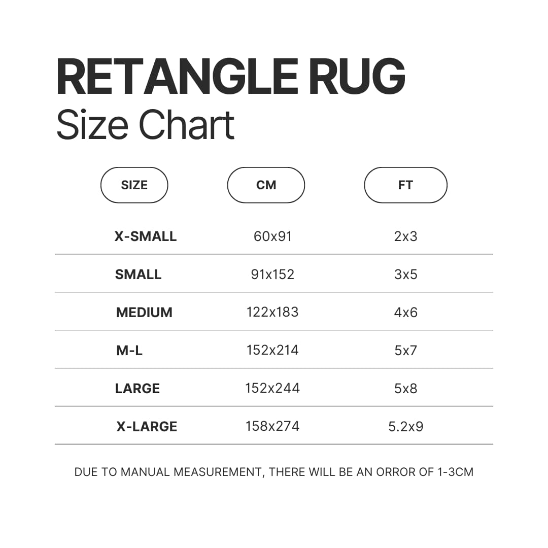 Retangle Rug Size Chart - Zootopia Merch