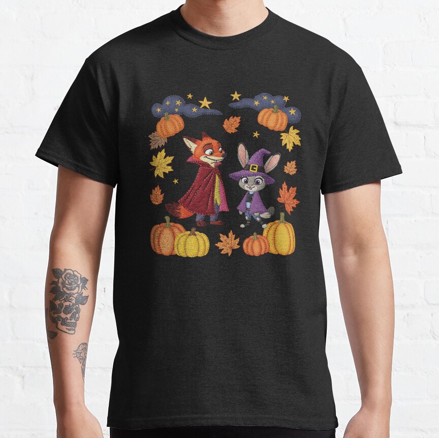 Nick And Judy Embroidery Halloween T-Shirt - Image 7
