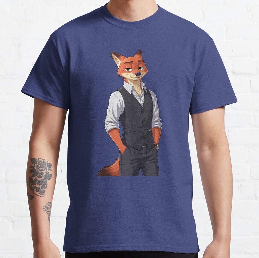 Zootopia Nick Wilde Character Zootropolis Fox Movie Art T-Shirt - Image 6