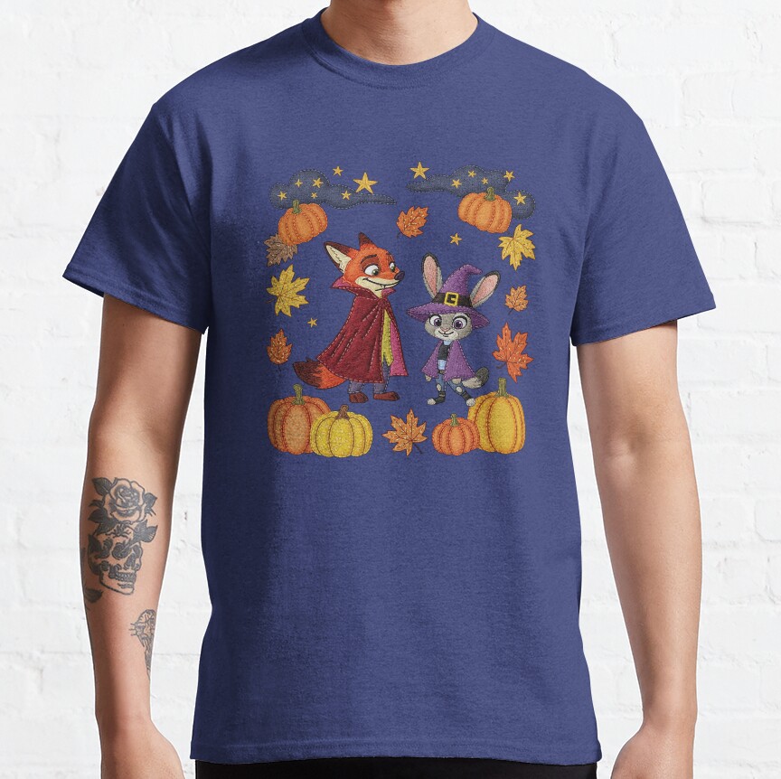 Nick And Judy Embroidery Halloween T-Shirt - Image 4