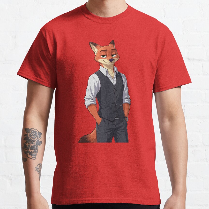 Zootopia Nick Wilde Character Zootropolis Fox Movie Art T-Shirt - Image 5