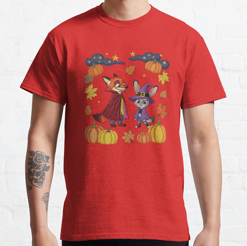 Nick And Judy Embroidery Halloween T-Shirt - Image 5