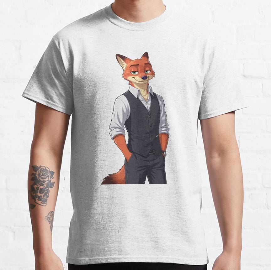 Zootopia Nick Wilde Character Zootropolis Fox Movie Art T-Shirt