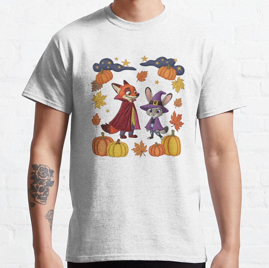 Nick And Judy Embroidery Halloween T-Shirt - Image 8