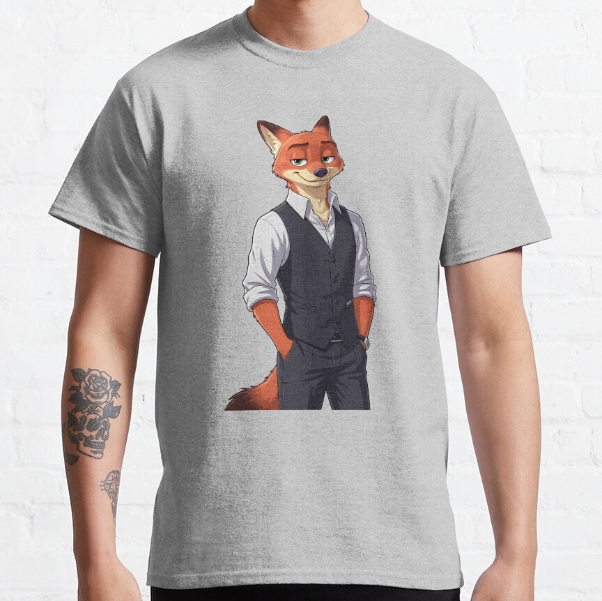 Zootopia Nick Wilde Character Zootropolis Fox Movie Art T-Shirt - Image 7
